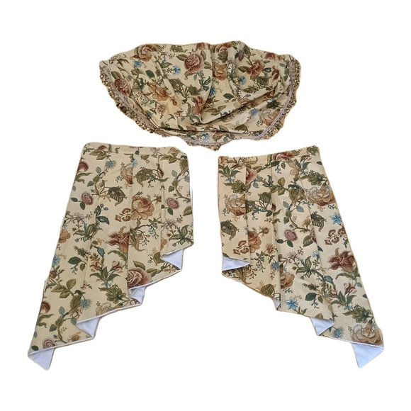 6 Pc Waverly Camelot Garden Room Floral Gold Waterfall Curtains & Canopy Valance - Picture 1 of 14